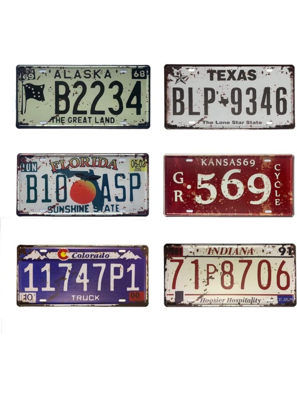 Vintage License Plates Set | Retro License Plate Decor | 70s Aesthetic Beach